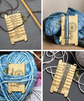 Straight Up Essential Vintage Wooden Wrap Per Inch Guide Gauge For Spinners, 40x75mm measuring tool on various yarns.