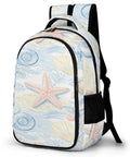 Coastal Beach Vibe Starfish Conch Repeat Print Unisex Backpack With Large Capacity Durable Polyester Fabric Breathable Design Smooth Zippered Compartments Ideal For Beach Trips Travel And Everyday Adventures