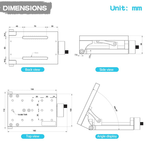 Workhorse Tilting Angle Platform Milling Table 0 To 65 Degrees Swivel Angle Plate For CNC Machining adjustable dimensions