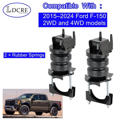 Pair of rear suspension bump-stop assemblies with rubber springs for Ford F-150 FR1504E, 2015–2024 2WD/4WD.