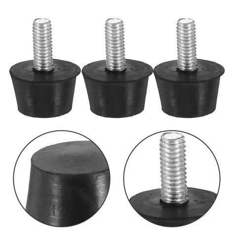 8pcs Adjustable Rubber Furniture Leveling Feet With M6 Thread Screws For Desks And Chairs, Anti Slip, Noise Reduction, Easy Install, Perfect For Uneven Floors In Bedrooms And Living Rooms, black rubber screw-in feet shown close up