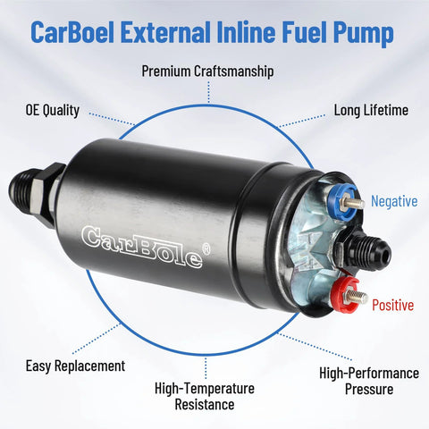 Universal 12V Inline Fuel Pump for EFI Systems, 300 LPH High Flow, Diesel and Gasoline Ready, External Pump With Mounting Bracket Clamp, Pre Filter Recommended