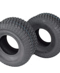 Two 15x6.00-6 4 ply turf tires for lawn and garden smooth roll and solid grip for quiet yard work gentle on grass