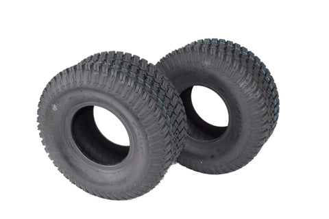 Two 15x6.00-6 4 ply turf tires for lawn and garden smooth roll and solid grip for quiet yard work gentle on grass