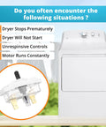 Push To Start Dryer Switch Replacement WE4M416 For Hotpoint Kenmore Dryers displayed with common dryer issues list