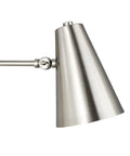 Industrial 1 Light Swing Arm Wall Lamp With Adjustable Head, metal LED wall sconce, brushed nickel finish close-up view.