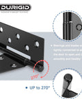 Heavy Duty 8 Inch T Hinges 2 Pack For Wood Gates Sheds Barn Doors Built Tough Outdoor Fence Hardware Corrosion Resistant Black Powder Coat Hinges For Gate And Door Exterior Use, black hinge close-up
