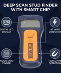 FTVOGUE Stud Finder Wall Scanner, with Smart Chip LCD Display showing digital screen and detection features for accurate scanning.