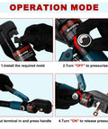 Operation instructions for Heavy Duty Hydraulic Crimping Tool And Cable Cutter Kit For 12 AWG Up To Two Zero Gauge Wires And One Eighth Inch Stainless Steel Wire Rope Pro Grade Tool With Nine Die Sets And Handy Storage Case.