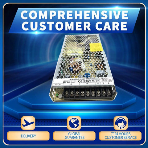 Rock Solid 200W 5V 40A Enclosed AC-DC Power Supply With Single Output for Industrial Use, Fanless Design, Wide Temperature Range -25C to 70C, High Efficiency, Ultra Low Standby Power, Burn-In Tested, 3-Year Warranty, front view