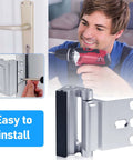 Man installs Three Pack Heavy Duty Door Reinforcement Lock For Inward Swinging Doors Up To 800 Lbs Childproof Top Lock