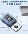Digital Stylus Force Gauge With 0.01g Resolution And 5g Capacity For Turntable Setup Dope Blue LCD Display in blue case