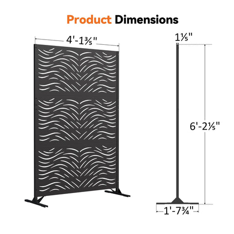 4x6 Ft Metal Privacy Screen With Artistic Modular Designs For Patio And Garden Freestanding Outdoor Fence Panel Weather Resistant Laser Cut Ripple Flow Pattern For Dope Shade Privacy And Decorative Divider dimensions