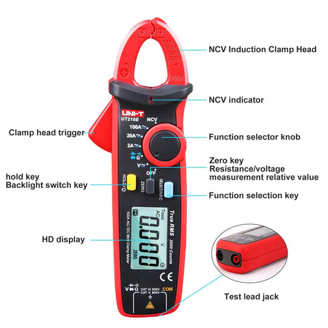 Dope Compact Digital Clamp Meter 100A True RMS For AC And DC Current And Voltage, Multimeter with NCV and Alligator Clip features