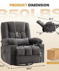 Relax In A 360 Swivel Rocker Recliner With Massage And Heat, oversized chair dimensions and delivery box shown