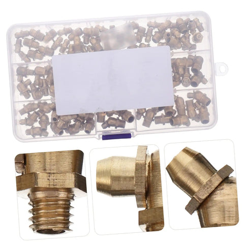 Copper Grease Nipples Kit 106 Pcs M6 M8 M10 Pneumatic Zerk Fittings for Hydraulic Equipment and Grease Gun Coupler Replacement in a Sturdy Organizer Box