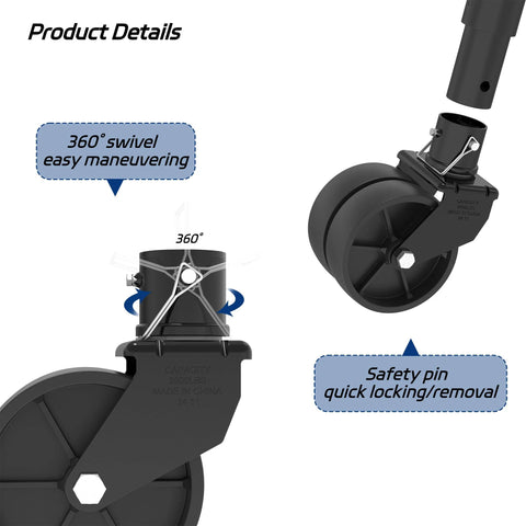 2000 Lb Dual 6 Inch Trailer Jack Swivel Caster With Pin For 2 Inch Tubes Wheel Replacement For Boat And Utility Trailers