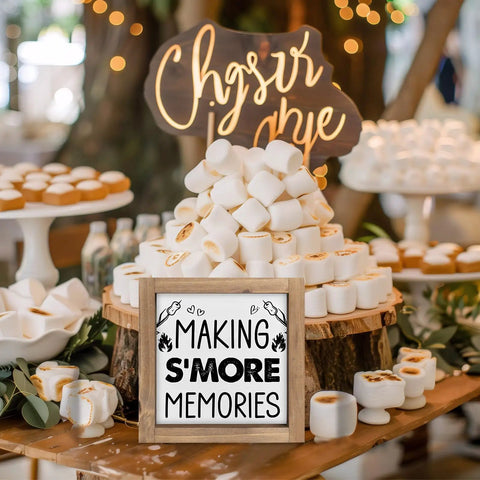 Six Inch Smores Station Sign Wooden Camper Decor For Indoor Shelf Table Tiered Tray Wall Cozy Rustic Camping Party