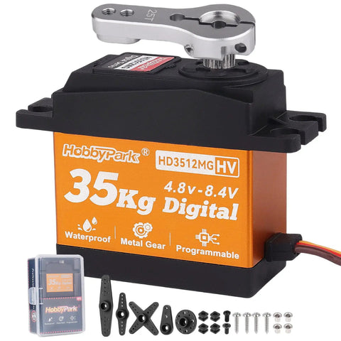 Beefy High Torque RC Servo 35kg Waterproof Metal Gears for 1 Seventh 1 Eighth 1 Tenth RC Crawlers with 25T Servo Horn and kit