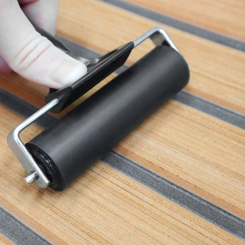 4 Inch Rubber Brayer Roller For Flooring Installations And Decking, Heavy Duty Glue Roller For Boat Floors EVA Bonding Stamping Printmaking Painting Wallpaper Glue And Application