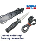 Titanium Talon Spearfishing Dive Knife 8.5 Inch Black Blade With Low Volume Point Tip Full Tang Stainless Steel Straps Included