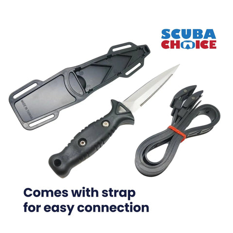 Titanium Talon Spearfishing Dive Knife 8.5 Inch Black Blade With Low Volume Point Tip Full Tang Stainless Steel Straps Included