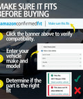 Instructions for checking vehicle compatibility using Amazon fit guide with example for 2017 Nissan 370Z and 2024 BMW M3.