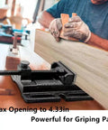 Built Tough Drill Press Vise With Quick Release Clamp On Jaw For 3 Inch Jaw Opening and 4 Inch Base Clamping used in woodworking.