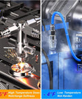 Blue 10mm OD PU Air Tubing Kit 32.8ft 10m With Push To Connect Fittings in high and low temperature environments.