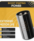 161 To 193 Uf Round Motor Start Capacitor For 220 To 250 Volt AC Motors Plug And Play Ready Universal Fit CD60 featured
