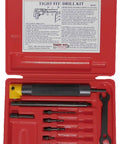 Right Angle Drill Attachment Kit For Tight Spaces, 90 Degree Adapter in red case with bits, wrench, and instructions