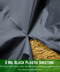 2 Mil Black Plastic Sheeting Roll 10 By 100 Feet Heavy Duty Lightweight Polyethylene Tarp covering straw bale
