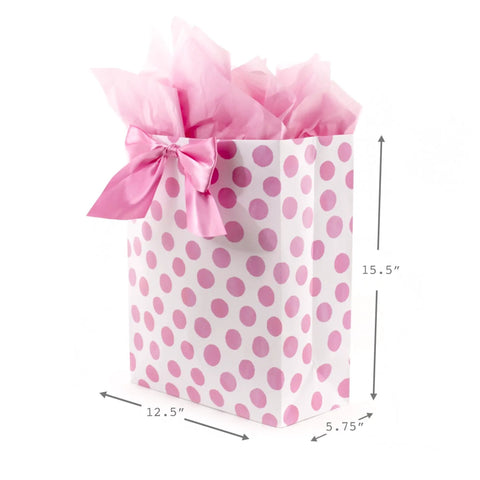Extra Large Gift Bag With Tissue Paper In Pink Polka Dots And Bow For Birthdays Easter Baby Showers Bridal Showers And Any Occasion Big Ol Gift Bag For Effortless Gifting