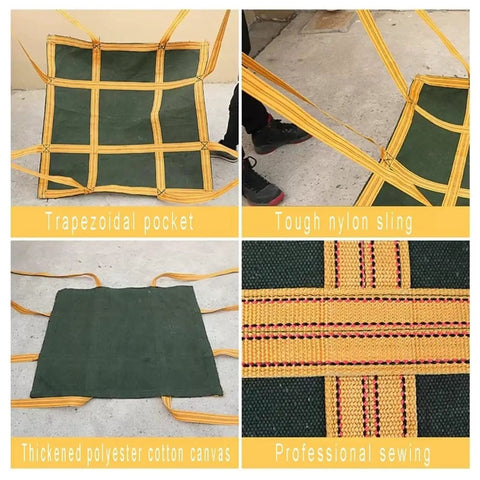 Heavy Duty Cargo Net Rock Solid Tear Resistant Lifting And Haulin Sling For Pallets 1.5 To 2 Ton Capacity Bulletproof Load Securement 100X100 Cm with trapezoidal pocket and nylon sling.