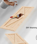 Rock Solid Spruce Sliding Barn Door 32 By 84 Inches With Heavy Duty Track Hardware And Modern Catch No Sweat DIY Setup For Smooth Gliding Farmhouse Room Partitions And Pantry Doors with paintbrush and stain.