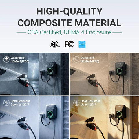 Level 2 EV Charger 48A 11.5KW 240V For Home Use, Fast 46 Mile Per Hour Charge, Adjustable 6-48A, Hardwired Install, UL ETL Energy Star Certified, 60A Breaker Required, Compatible With Most EVs, wall-mounted NEMA 4 enclosure