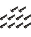 Badass High Strength M2x8mm Button Head Hex Socket Cap Bolts Matte Black 100 Piece Batch showing ten matte black screws.