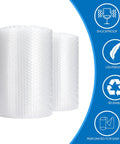 Bubble Cushioning Wrap Roll 12 Inch Wide, 72 Feet Total, Two Perforated Rolls With Easy Tear, Includes 20 Fragile Labels