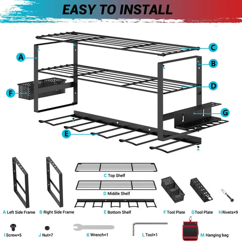 Easy to install diagram of Power Tool Organizer Wall Mount Kit For Garage And Workshop No Clutter Keeps Tools In Reach Pro Grade