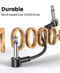 Three Pack Six Inch Guitar Patch Cables With Right Angle Quarter Inch TS Connectors durability 10000+ bends black