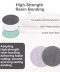 Detail view of All In One 2 Inch Sanding Disc Kit With 120 Pcs Wet Dry Sandpaper Pads, showing resin bonding and sandpaper layers.