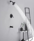 Dope Matte Black Tub Shower Faucet Set With Valve For 6 Inch Rainfall Shower Trim Kit Wall Mount Complete Bathtub And Shower System