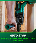 36V Cordless SDS Plus Rotary Hammer D Handle Tool Body Only With Brushless Motor in use, drilling wood structure