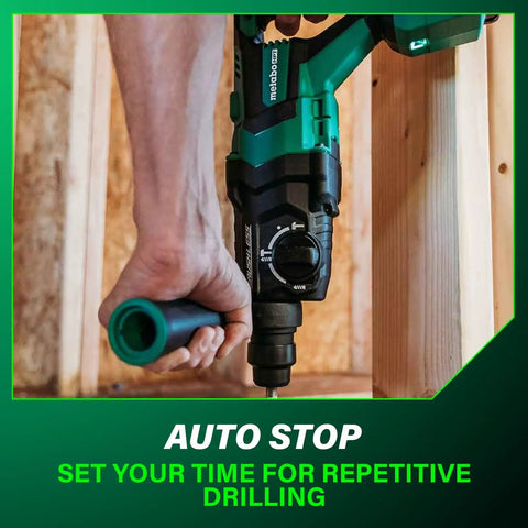 36V Cordless SDS Plus Rotary Hammer D Handle Tool Body Only With Brushless Motor in use, drilling wood structure