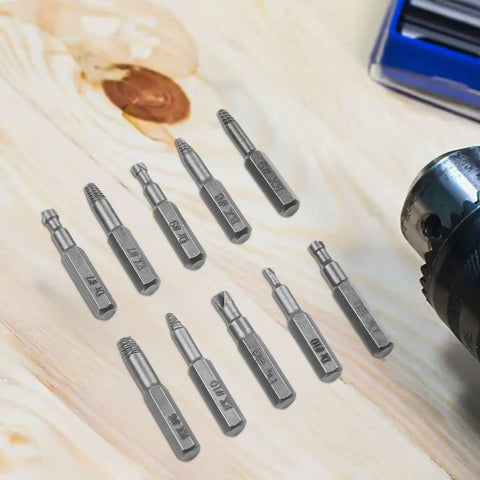 FABULETTA 10-Piece Damaged Screw Remover Drill Bit Set steel extractor bits with 4mm and 6.35mm shanks
