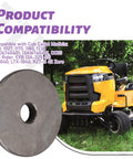 Beefed Up Brake Disc For Wide Range Mower Models Compatible With MTD Cub Cadet Craftsman RZT LT LTX 42 1040 S Rider Mini CYB 325 CC30 Replacement Part next to a yellow riding mower.