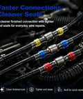 120-Piece Heat Shrink Solder Seal Wire Connectors Kit with Color-Coded 4 Size Set shown in marine wiring application.