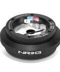 Dope Quick Release Short Hub Steering Wheel Adapter With 6X70mm Bolt Pattern And Clean Black Finish For Honda Civic Acura Integra JDM Drift Or Daily Driving Rig, side view showing detail.