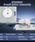 Replacement B Unit Motor Assembly for Broan NuTone 679RL And 769RF Vent Fans, front and side view showing dimensions and specifications