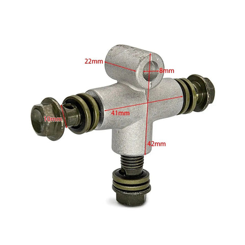Heavy Duty Hydraulic Brake Hose Fittings 3 Way T For ATV Dirt Bike Offroad Quad UTV, steel connector, 42mm body